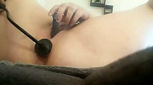 Inflatable plug and toys lead to intense squirting orgasm. 💦