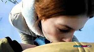 Outdoor blowjob with Russian stepsister rocks