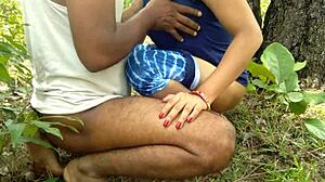 Stepmom rejects father's small cock and gets fucked by stepson in the forest