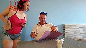 Naked Waitress Serves From Her Navel