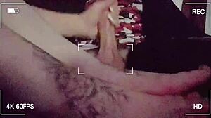 Stroking hubby's friend's big cock with my little feet