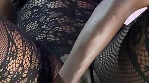 Can you believe this ebony squirter has multiple orgasms with the sex machine?