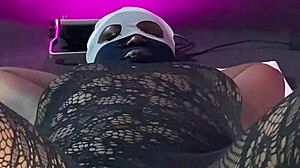 Can you believe this ebony squirter has multiple orgasms with the sex machine?