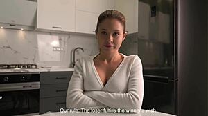 Lost bet leads to busty girl next door getting fucked by big cock with dirty talk pov