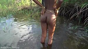 I spotted this hot skinny africn villge girl walking naked in her villaage, probably looking for some dick