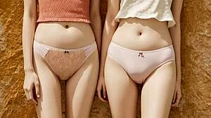 These cute lesbians look so sexy in their underwear, she said.