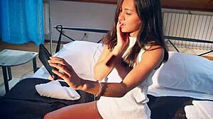 Sima fingers her petite pussy!