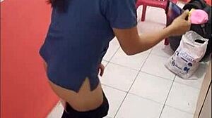 Nurse teases ass in empty hospital corridor on Christmas Eve, craving boyfriend's hard fuck