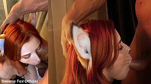 Cute Fox Sucks Big Dick Cum On Face