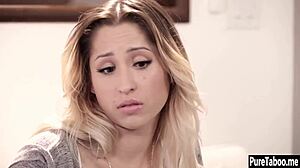 sexy blonde teen 18+ jumps on partner's big black dick