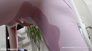 Wet Office Teasing With Piss And Toys