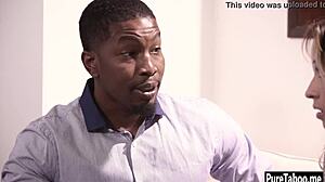 sexy blonde teen 18+ jumps on partner's big black dick