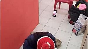 Nurse teases ass in empty hospital corridor on Christmas Eve, craving boyfriend's hard fuck