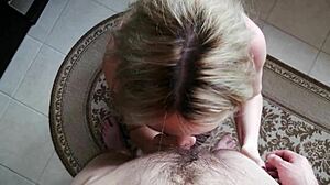 Amateur blonde stepmom gets bent over and fucked hard in the kitchen