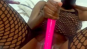 Young teen fucks herself with massive vibrator in wet solo session