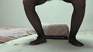 fair-skinned girl with big boobs starts touching herself