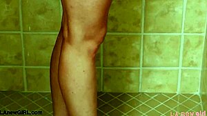 teen blonde model took a shower