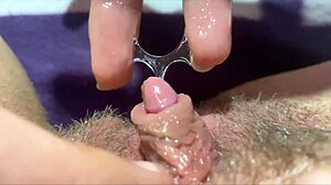 Huge clitoris rubbing and jerking leads to orgasm