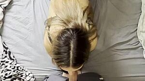 pov 18-year-old girl with big ass gets fucked hard without taking off her shorts