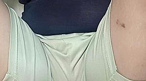 Naked Housewife Plays Video Game in Living Room