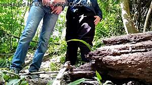 Feeling excited flashing mother-in-law's ass outdoors