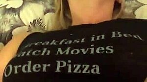 Blonde amateur masturbates shaved pussy to solo orgasm with vibrator