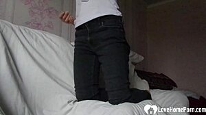 Lonely teen strips and teases with her goods on webcam