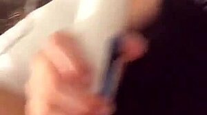 Blonde amateur masturbates shaved pussy to solo orgasm with vibrator