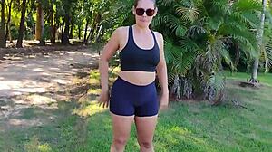 Police Caught The Milf Sucking A Young Guy In The Public Park Just In Time! 😏