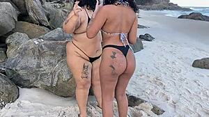 Amigas Reunite at the Beach in Public