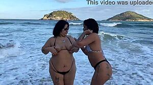 Amigas Reunite at the Beach in Public