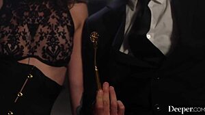 Deeper latex-clad submissive chanel camryn yearns to be dominated in public