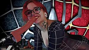meridjane transforms into a spider girl and delivers a passionate blowjob