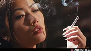 Sexy Japanese Girl Says, 'Touching Pussy While Smoking!'