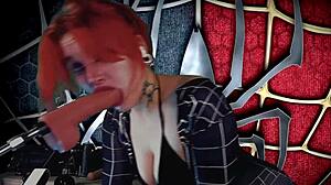 meridjane transforms into a spider girl and delivers a passionate blowjob