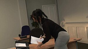 Kerry louise bends over the bosses desk and takes it from behind