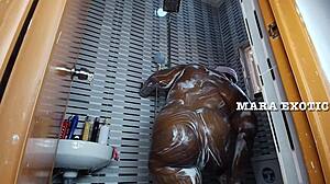 Ebony nigerian couple shower standing doggystyle fuck - mara exotic 😍