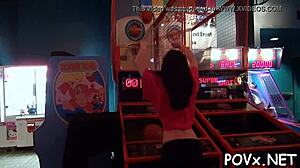 Porn young 18+s gals compete in blowjob and fucking games