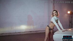 big round ass milf blonde polina striptease for playboy in convertible