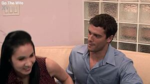 Asian wife Tacori Blu lets husband watch a stud's performance in DTW2812