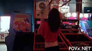 Porn young 18+s gals compete in blowjob and fucking games