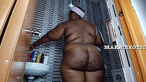 Ebony nigerian couple shower standing doggystyle fuck - mara exotic 😍