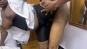 Intense Sneaky Fucking with Chubby Ebony Students in Bedroom