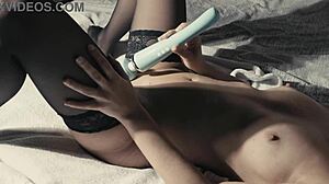 i masturbate with my new hitachi friend it made me squirt a little 18+ bit i didnt expect it