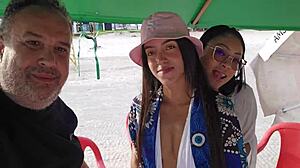 Ted's ride guarantees women in foursome action with Maya, Bia, Candy.