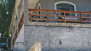 Exposing Stuffed Ass In Countryside Tent