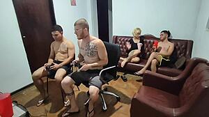 Friends Playing Video Game Turn to Anal Sex and Fucking