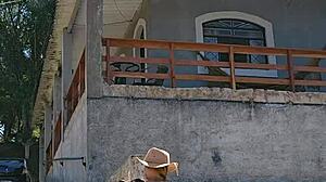 Exposing Stuffed Ass In Countryside Tent