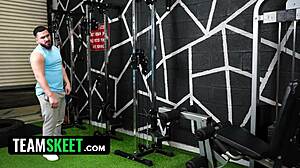 sweat and cum mix as we fuck in the gym