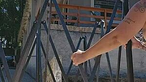 Exposing Stuffed Ass In Countryside Tent